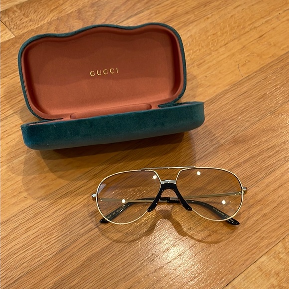 Gucci Gold Aviator Glasses - Picture 1 of 7